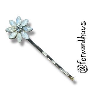 Bundle Sale 3 for $15 | Floral Bobby Pin Pearlized Petals & Rhinestone Center